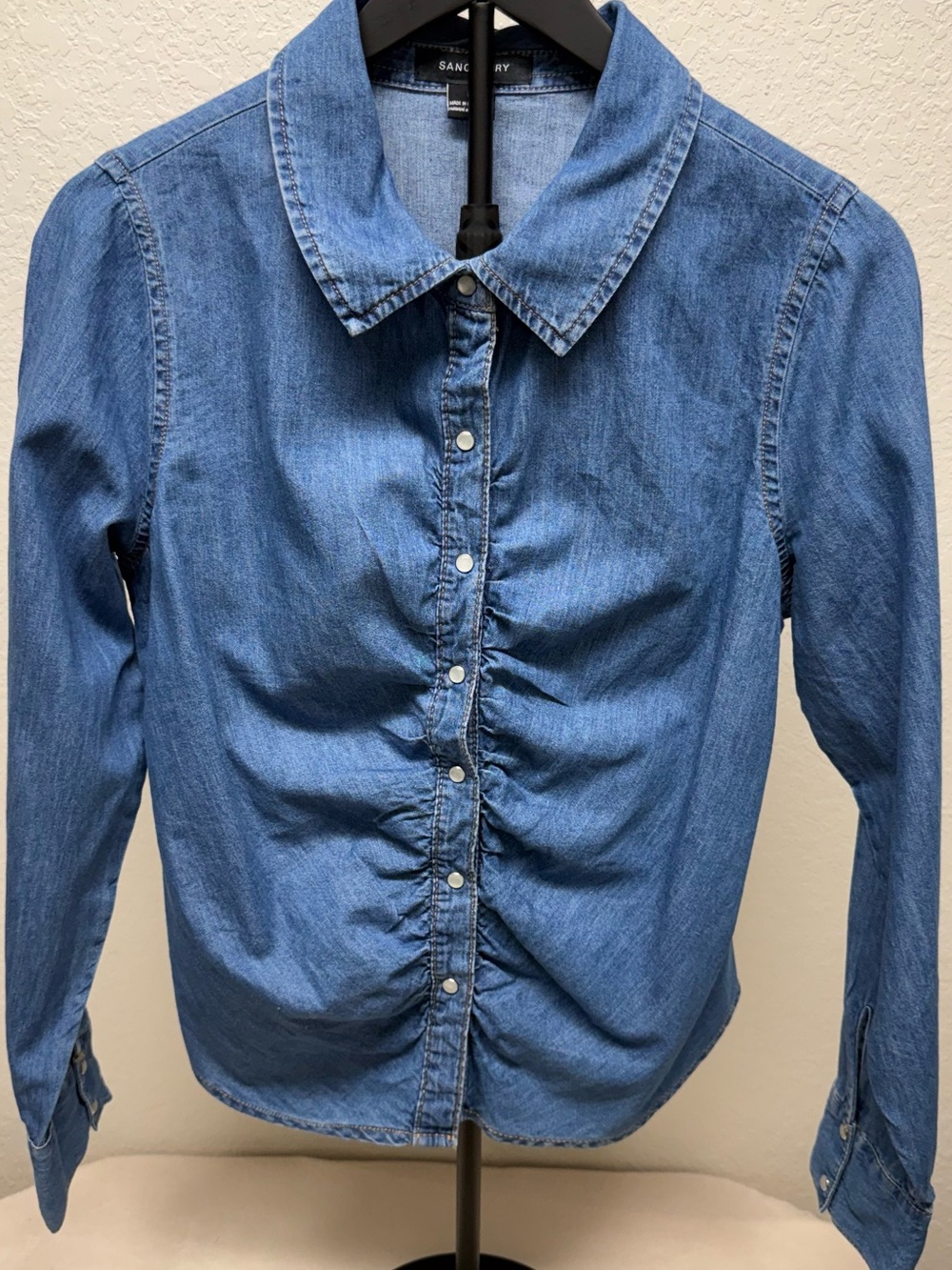 Sanctuary Light Blue Denim Shirt with Contrast Stitching